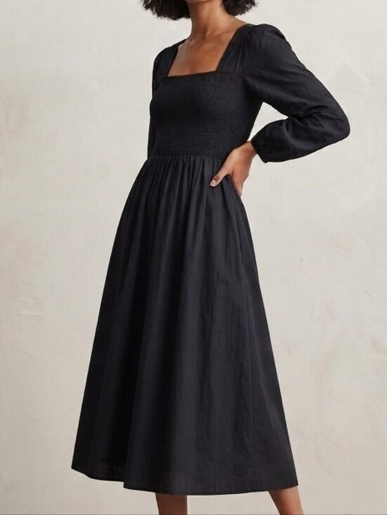 Old Navy Dresses & Skirts - NEVER WORN Old Navy Black Smocked Square-Neck Midi Dress Sz Size L
